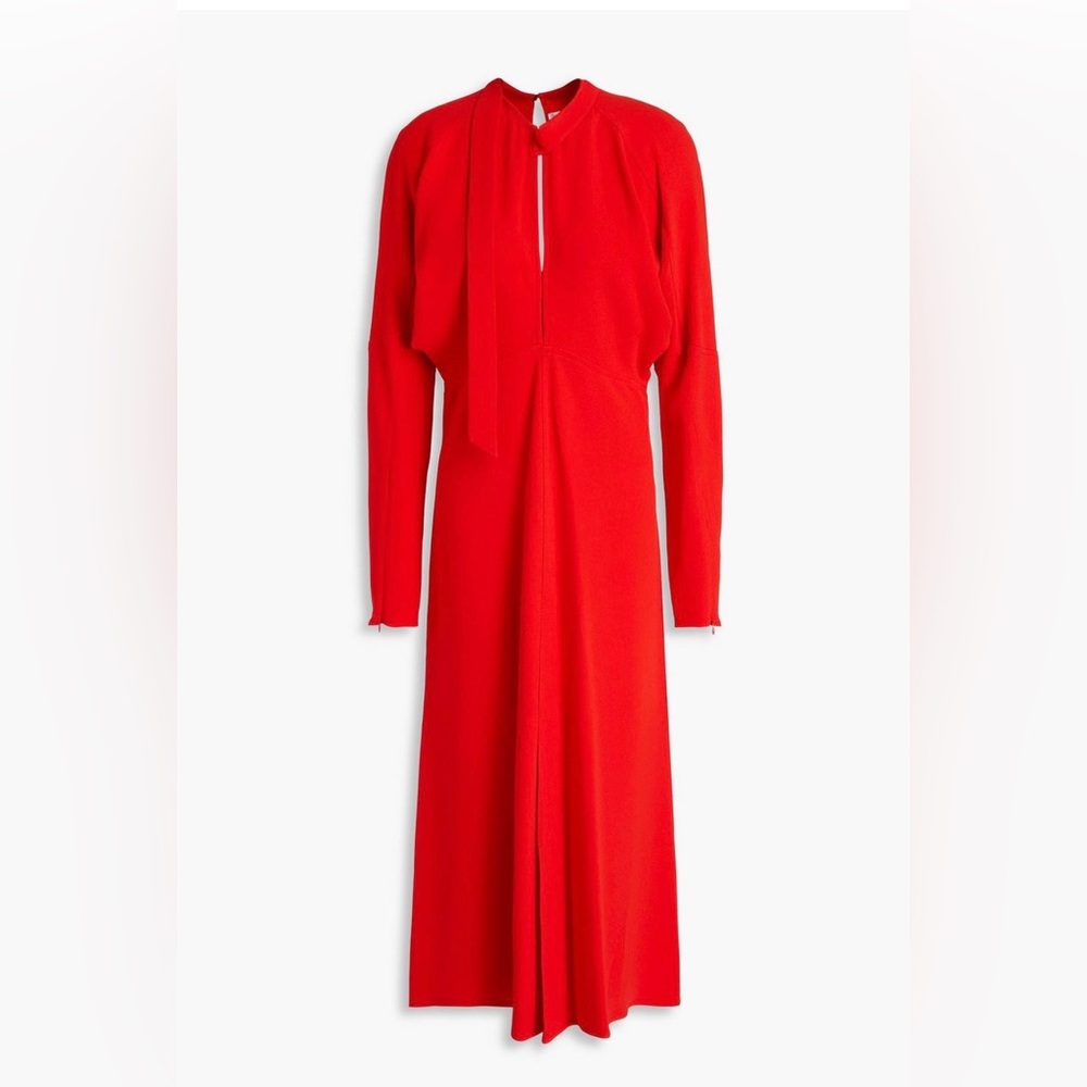 Victoria Beckham Vibrant Red Long Sleeve Dress